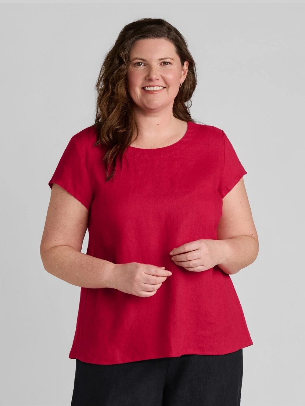 FLAX Red Linen Shirt Size Small